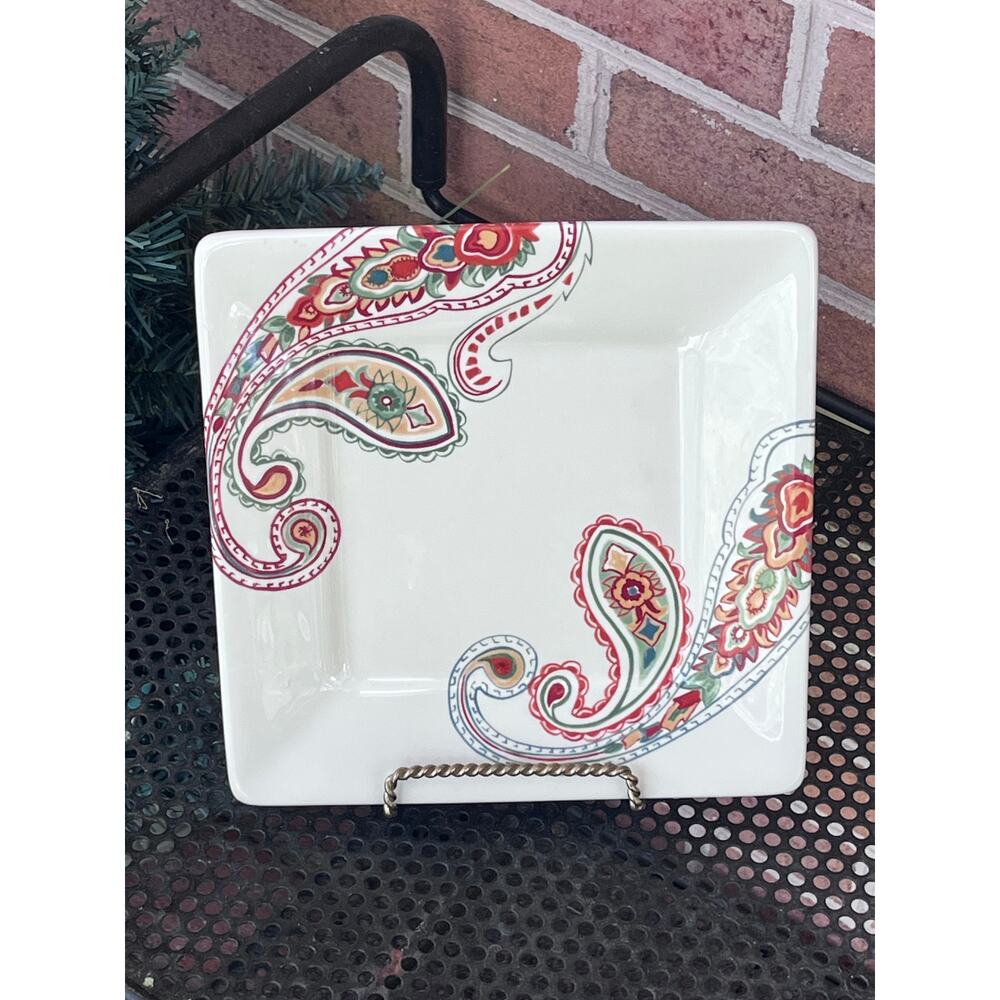 Tabletops Gallery MISTO Multi Paisley Square Salad Plate